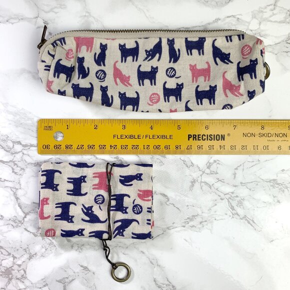 Miyamoto Collection Retro Komon Pen Case + Card Pocket Case - Tama and Kuro Cats - Picture 2 of 7